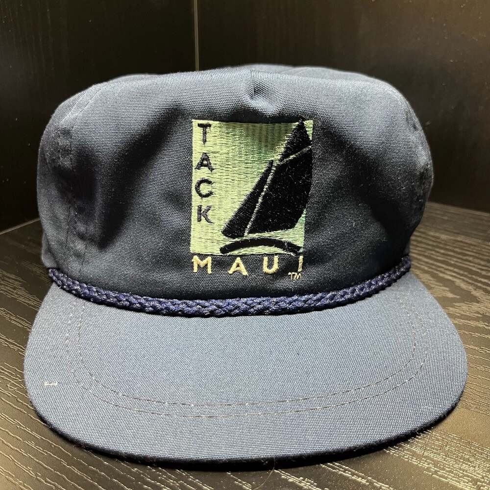 Vintage Imperial Headwear Tack Maui Sailboat Rope Hat Made USA Leather Strapback